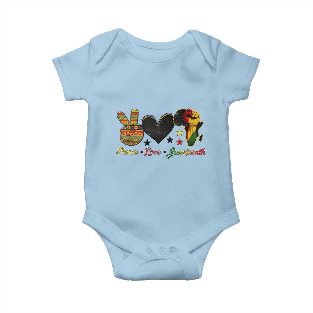 Peace Love Juneteenth Baby Onesie 1865 Heart Kente Peace Sign Africa Fist - African Pride