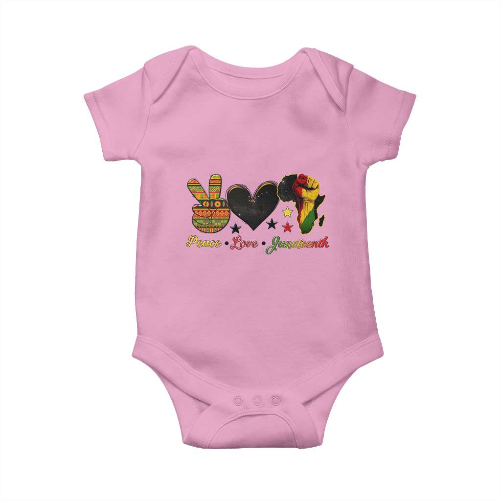 Peace Love Juneteenth Baby Onesie 1865 Heart Kente Peace Sign Africa Fist - African Pride