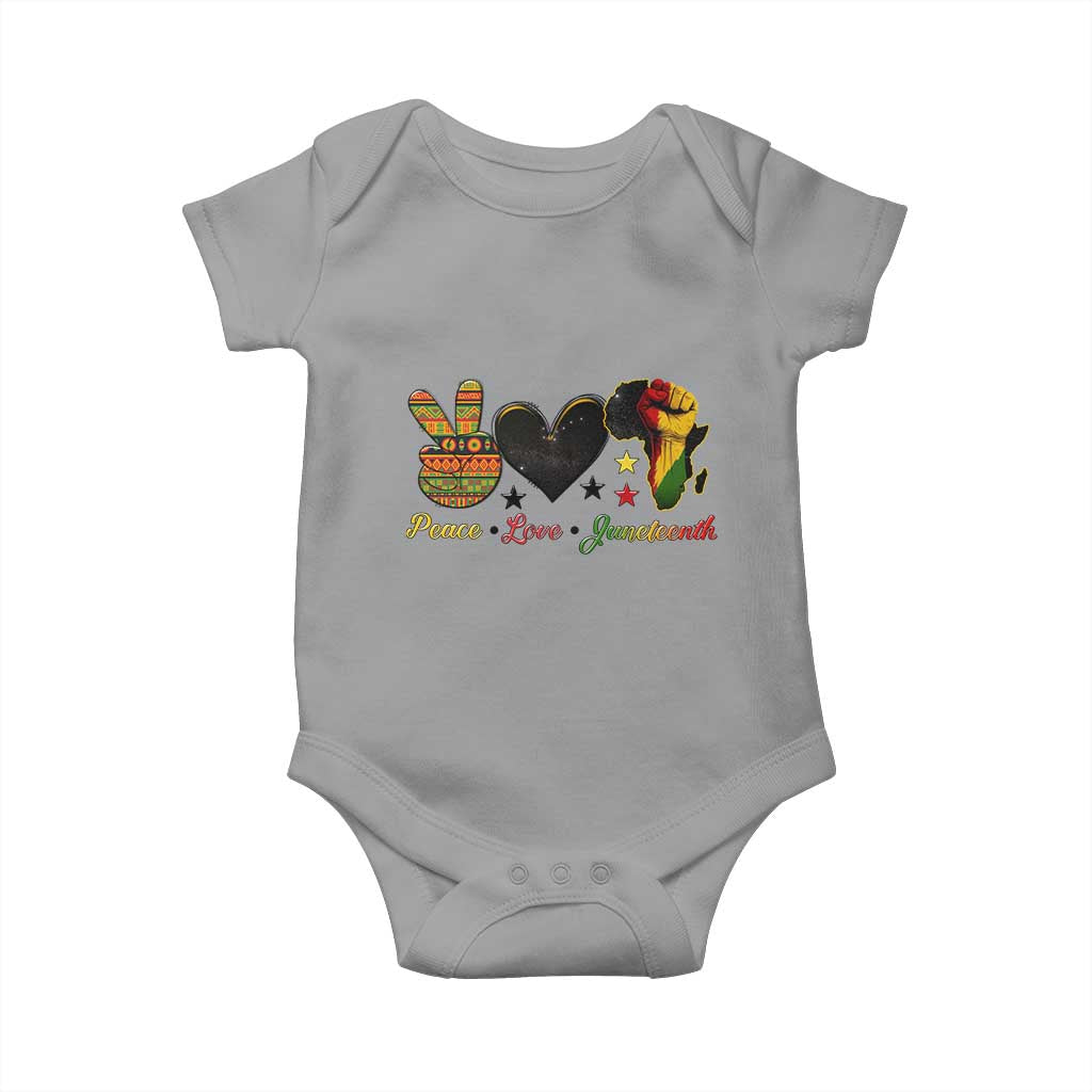Peace Love Juneteenth Baby Onesie 1865 Heart Kente Peace Sign Africa Fist - African Pride