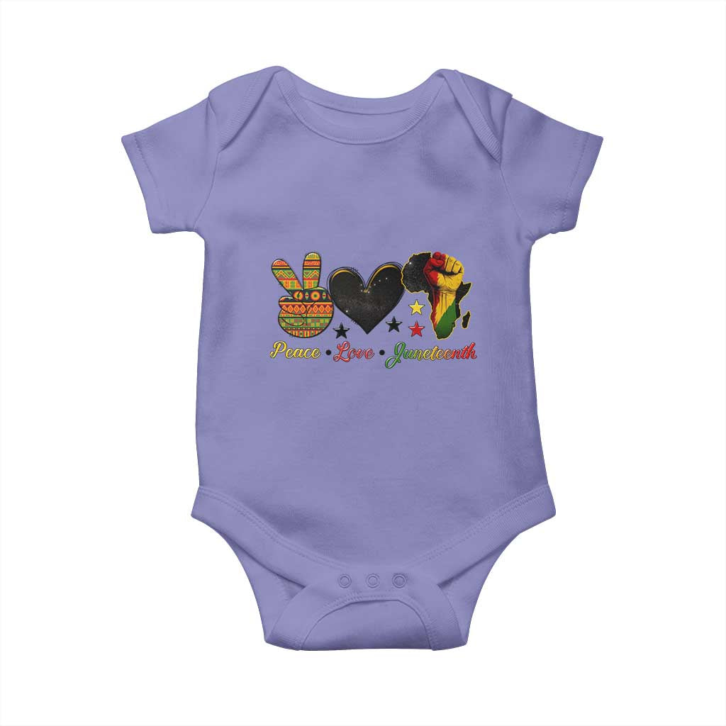 Peace Love Juneteenth Baby Onesie 1865 Heart Kente Peace Sign Africa Fist - African Pride