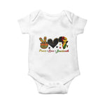Peace Love Juneteenth Baby Onesie 1865 Heart Kente Peace Sign Africa Fist - African Pride