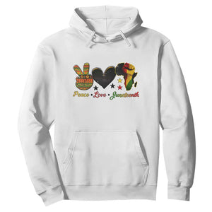 Peace Love Juneteenth Hoodie 1865 Heart Kente Peace Sign Africa Fist - African Pride