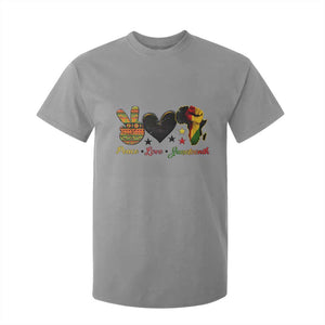 Peace Love Juneteenth T Shirt For Kid 1865 Heart Kente Peace Sign Africa Fist - African Pride
