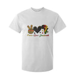 Peace Love Juneteenth T Shirt For Kid 1865 Heart Kente Peace Sign Africa Fist - African Pride