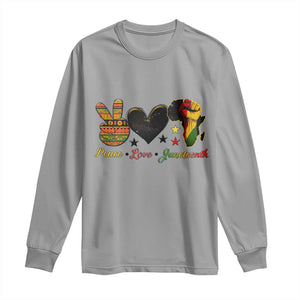 Peace Love Juneteenth Long Sleeve Shirt 1865 Heart Kente Peace Sign Africa Fist - African Pride
