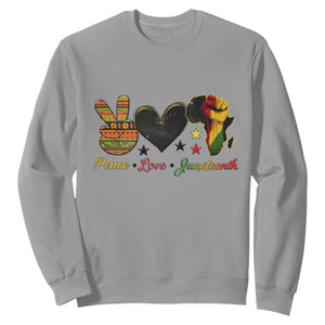 Peace Love Juneteenth Sweatshirt 1865 Heart Kente Peace Sign Africa Fist - African Pride