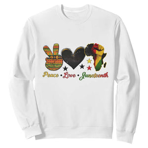 Peace Love Juneteenth Sweatshirt 1865 Heart Kente Peace Sign Africa Fist - African Pride