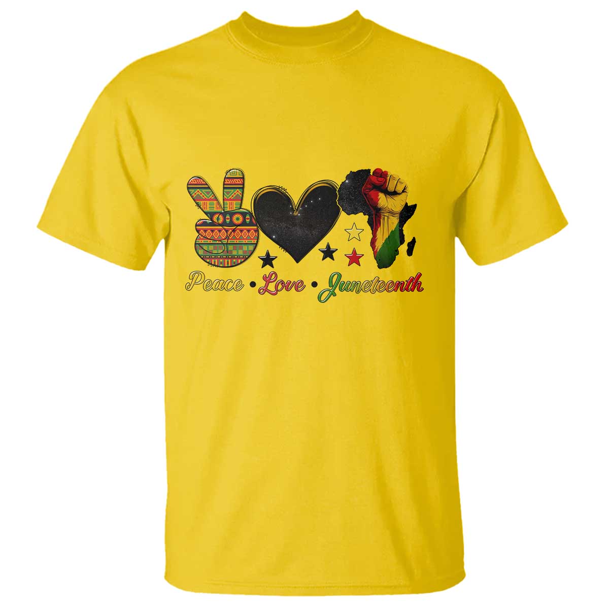Peace Love Juneteenth T Shirt 1865 Heart Kente Peace Sign Africa Fist - African Pride
