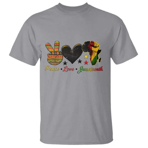 Peace Love Juneteenth T Shirt 1865 Heart Kente Peace Sign Africa Fist - African Pride