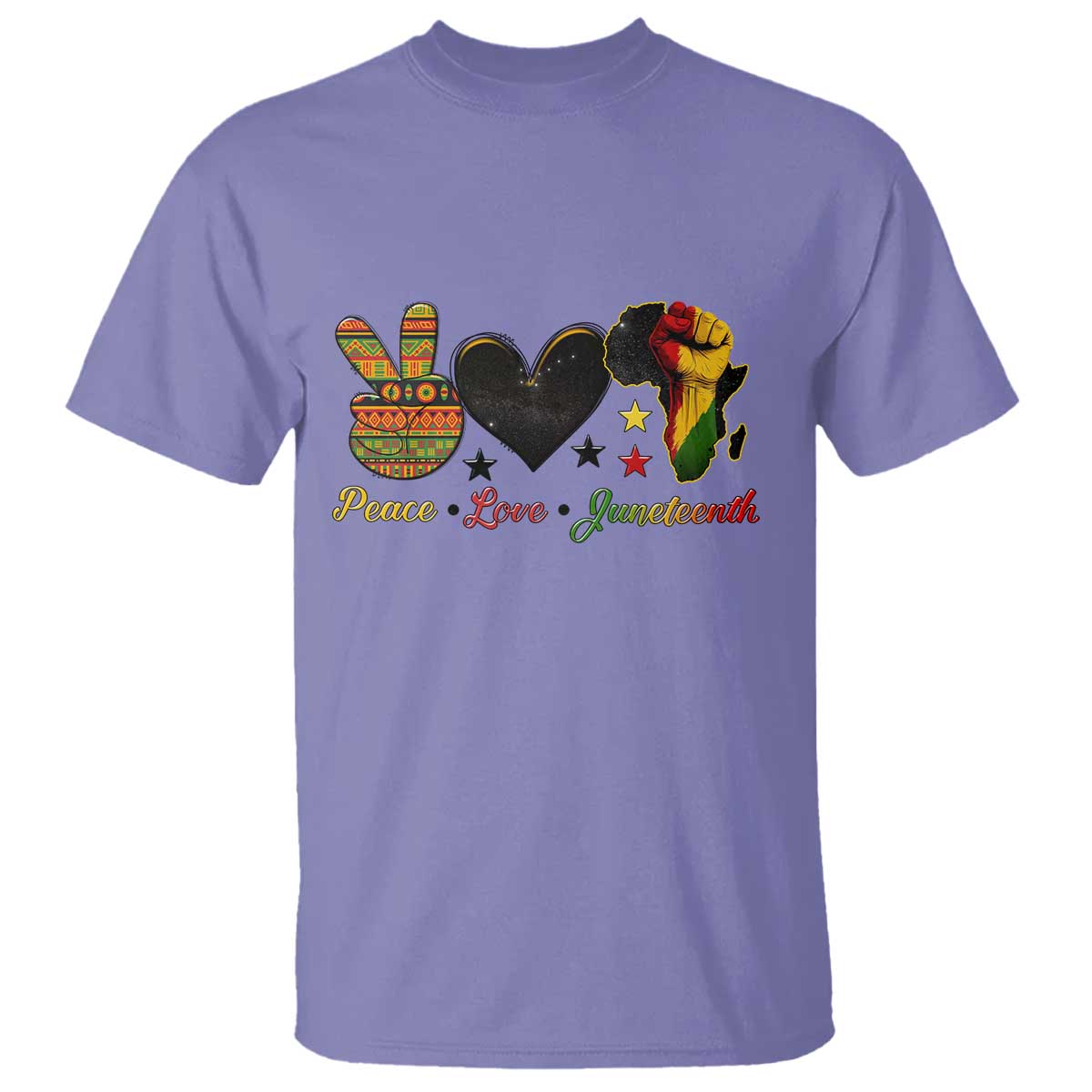 Peace Love Juneteenth T Shirt 1865 Heart Kente Peace Sign Africa Fist - African Pride