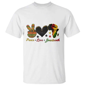 Peace Love Juneteenth T Shirt 1865 Heart Kente Peace Sign Africa Fist - African Pride
