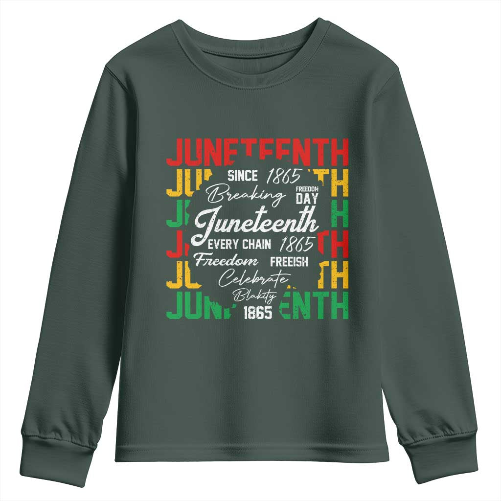 Juneteenth 1865 Youth Sweatshirt Celebrate Black Freedom Breaking Every Chain - African Pride