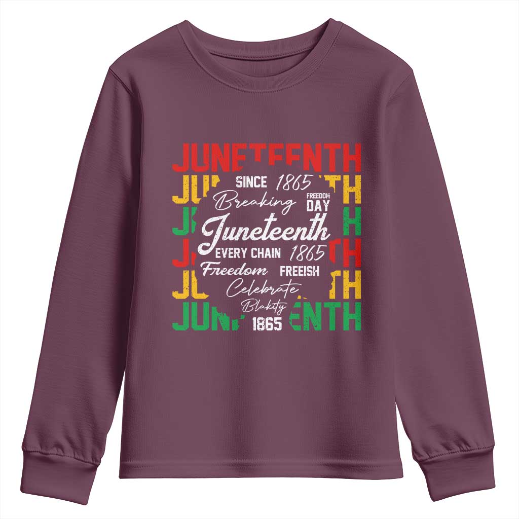 Juneteenth 1865 Youth Sweatshirt Celebrate Black Freedom Breaking Every Chain - African Pride