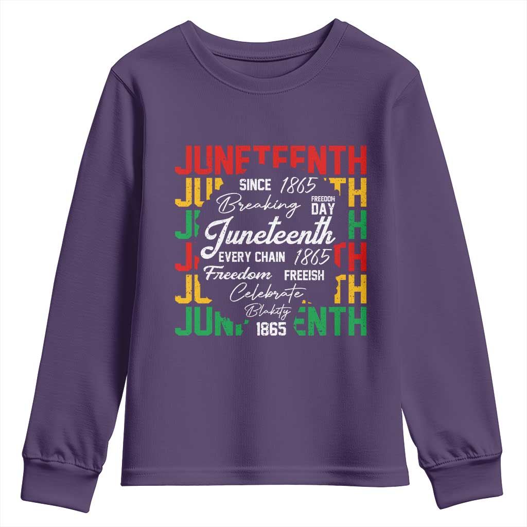 Juneteenth 1865 Youth Sweatshirt Celebrate Black Freedom Breaking Every Chain - African Pride