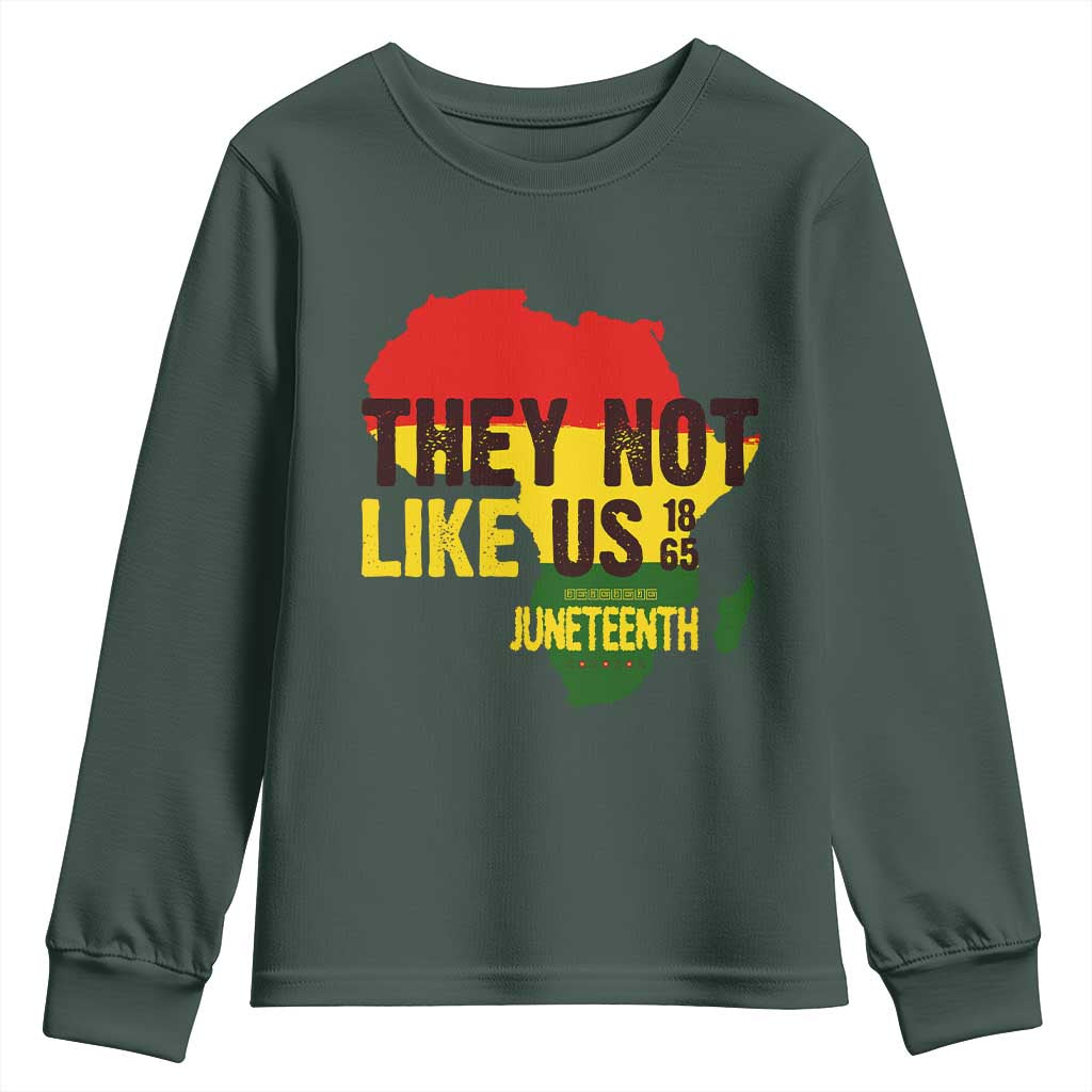 They Not Like Us Juneteenth 1865 Youth Sweatshirt Afrocentric Africa Map Black Pride - African Pride