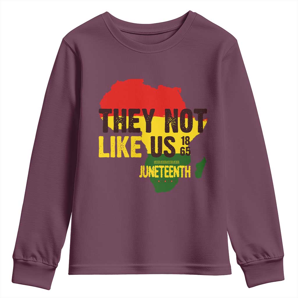 They Not Like Us Juneteenth 1865 Youth Sweatshirt Afrocentric Africa Map Black Pride - African Pride