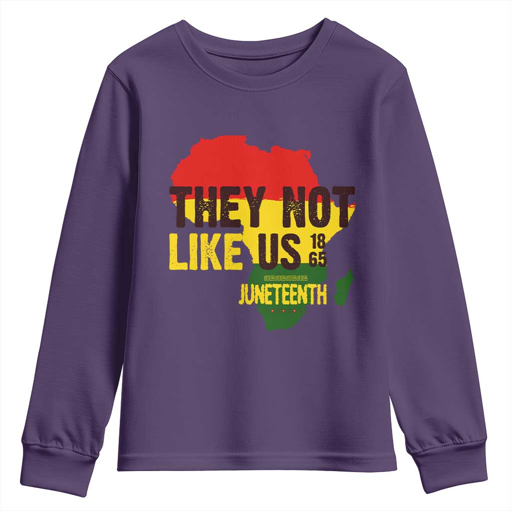 They Not Like Us Juneteenth 1865 Youth Sweatshirt Afrocentric Africa Map Black Pride - African Pride