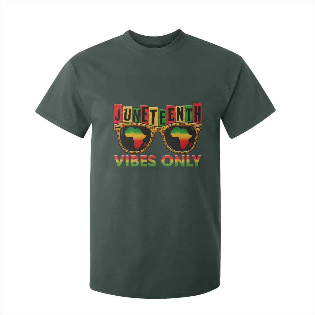 Juneteenth Vibes Only T Shirt For Kid Afro Pride Sunglasses Black History Celebration - African Pride