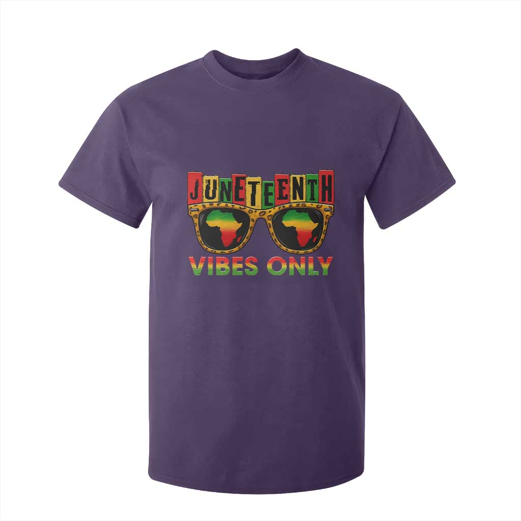Juneteenth Vibes Only T Shirt For Kid Afro Pride Sunglasses Black History Celebration - African Pride