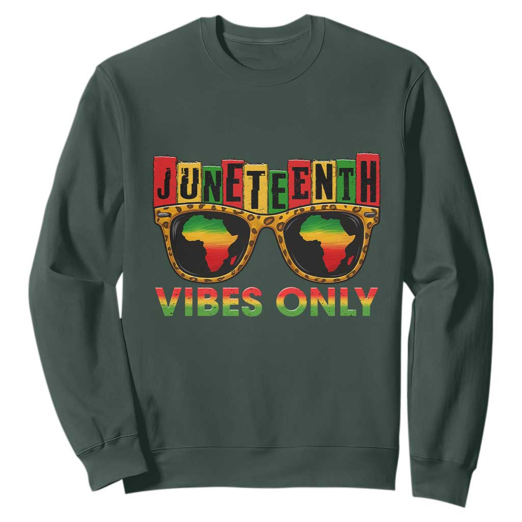 Juneteenth Vibes Only Sweatshirt Afro Pride Sunglasses Black History Celebration - African Pride