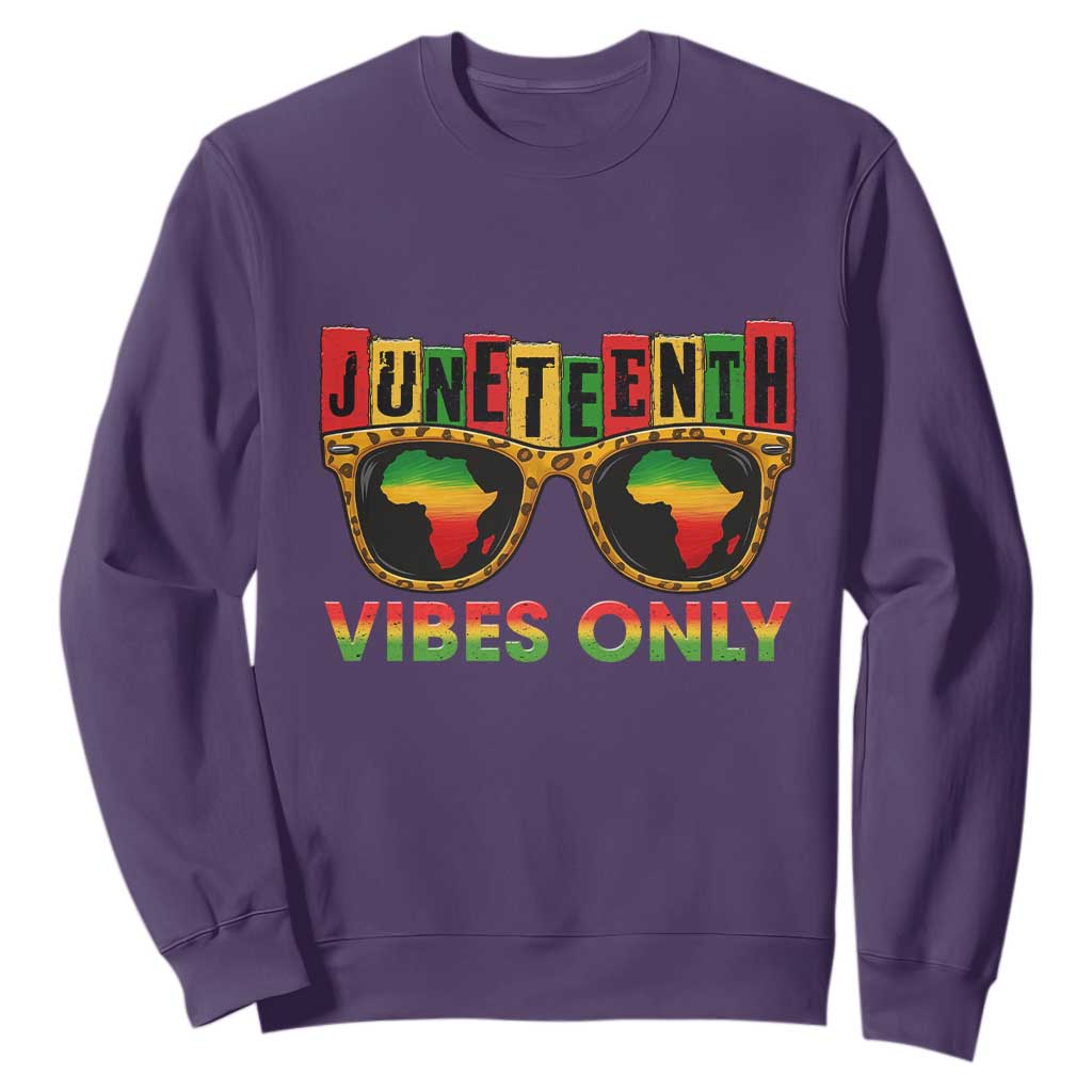 Juneteenth Vibes Only Sweatshirt Afro Pride Sunglasses Black History Celebration - African Pride