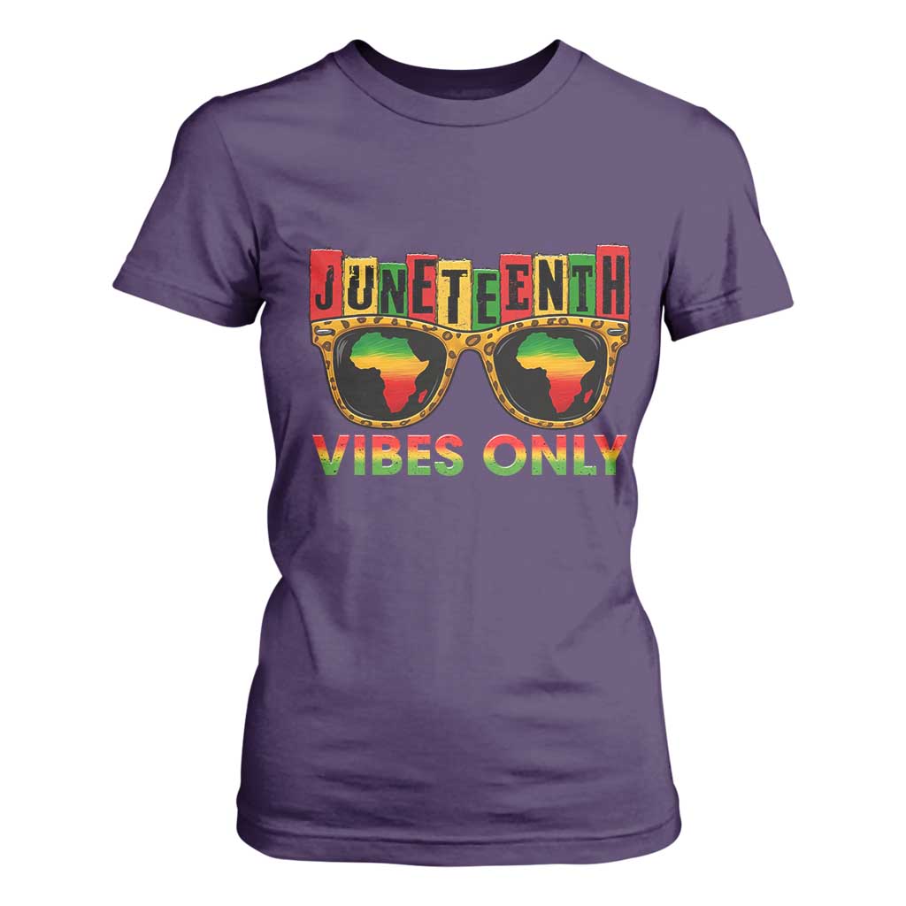 Juneteenth Vibes Only T Shirt For Women Afro Pride Sunglasses Black History Celebration - African Pride