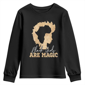 Black Girls Are Magic Youth Long Sleeve Shirt Afro Melanin Pride