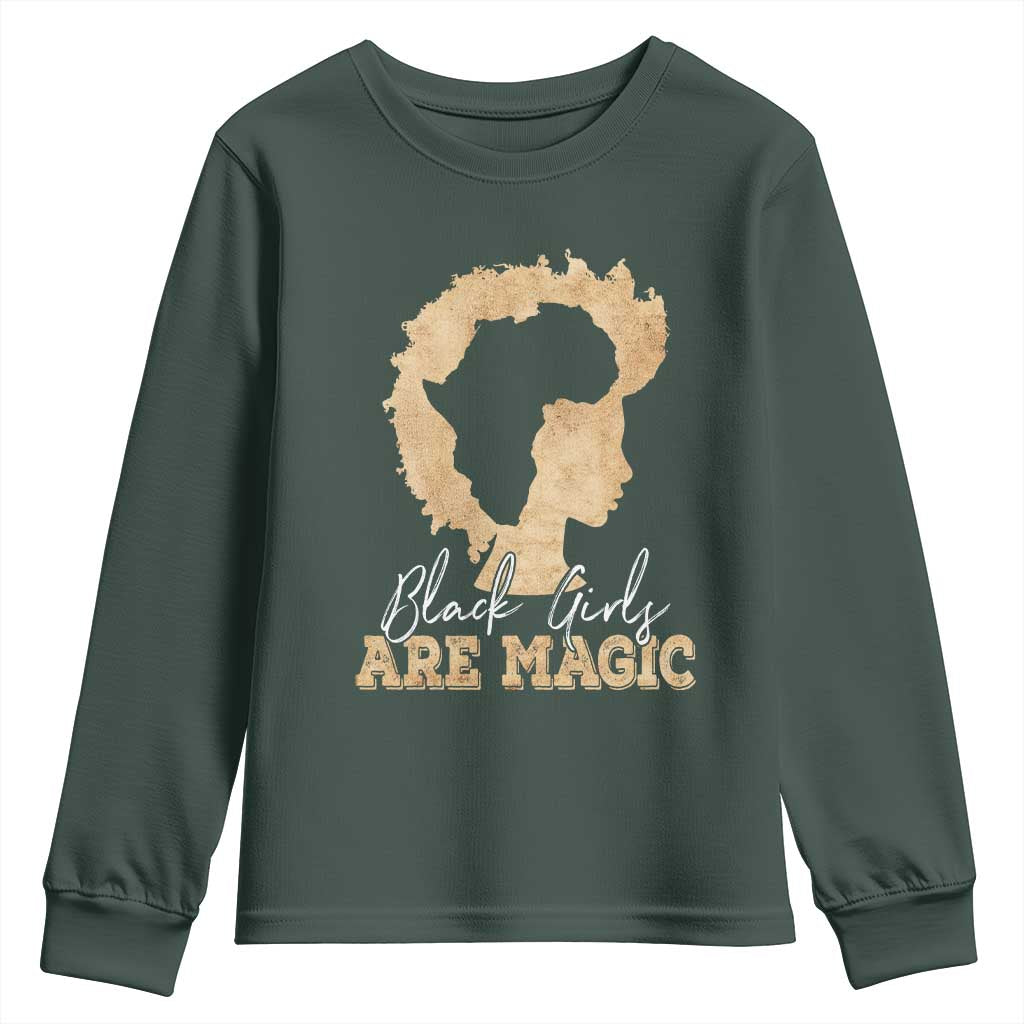 Black Girls Are Magic Youth Long Sleeve Shirt Afro Melanin Pride