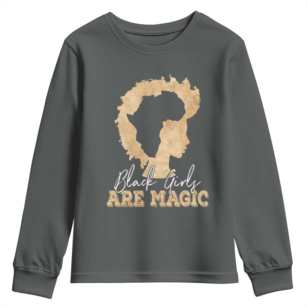 Black Girls Are Magic Youth Long Sleeve Shirt Afro Melanin Pride