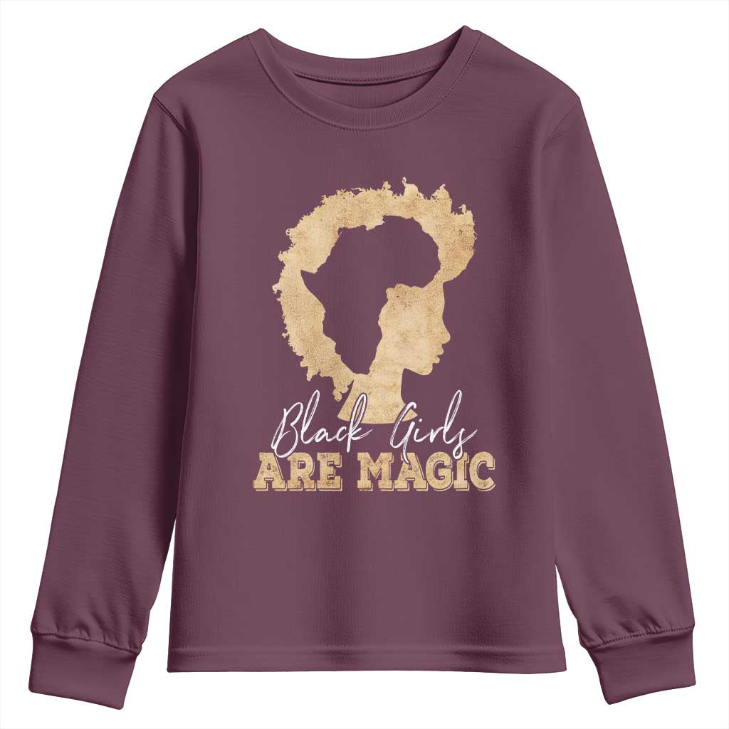 Black Girls Are Magic Youth Long Sleeve Shirt Afro Melanin Pride
