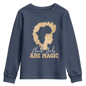 Black Girls Are Magic Youth Long Sleeve Shirt Afro Melanin Pride