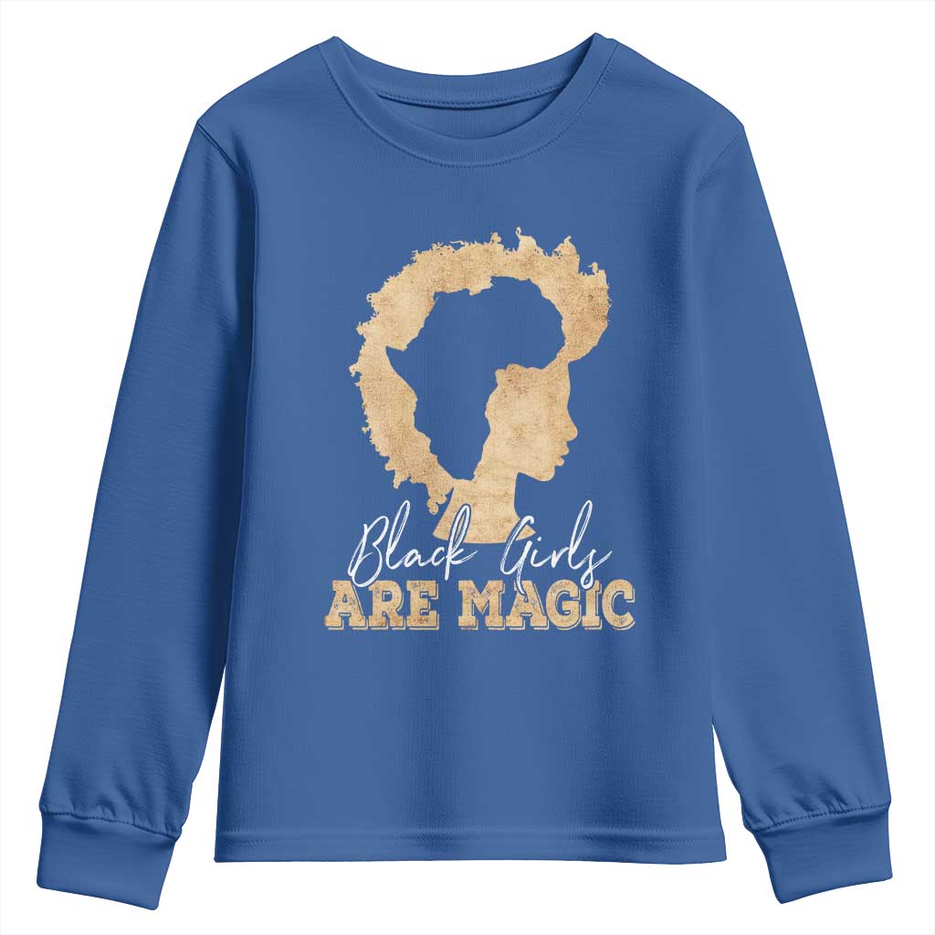 Black Girls Are Magic Youth Long Sleeve Shirt Afro Melanin Pride