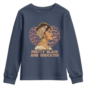 Afro Melanin Woman Youth Long Sleeve Shirt Pretty Black And Educated African American Pride