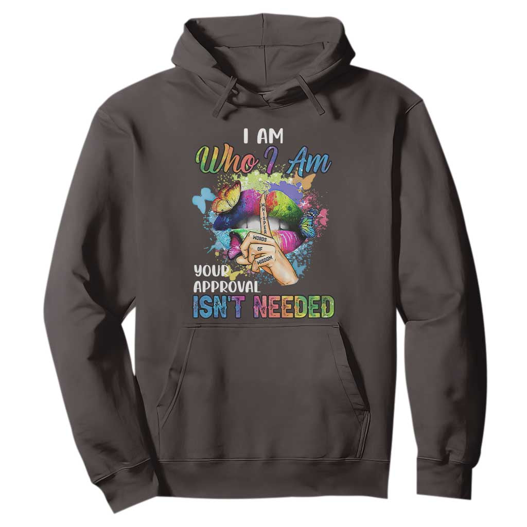 Black Queen Hoodie I Am Who I Am Your Approval Isn't Needed Colorful Butterflies