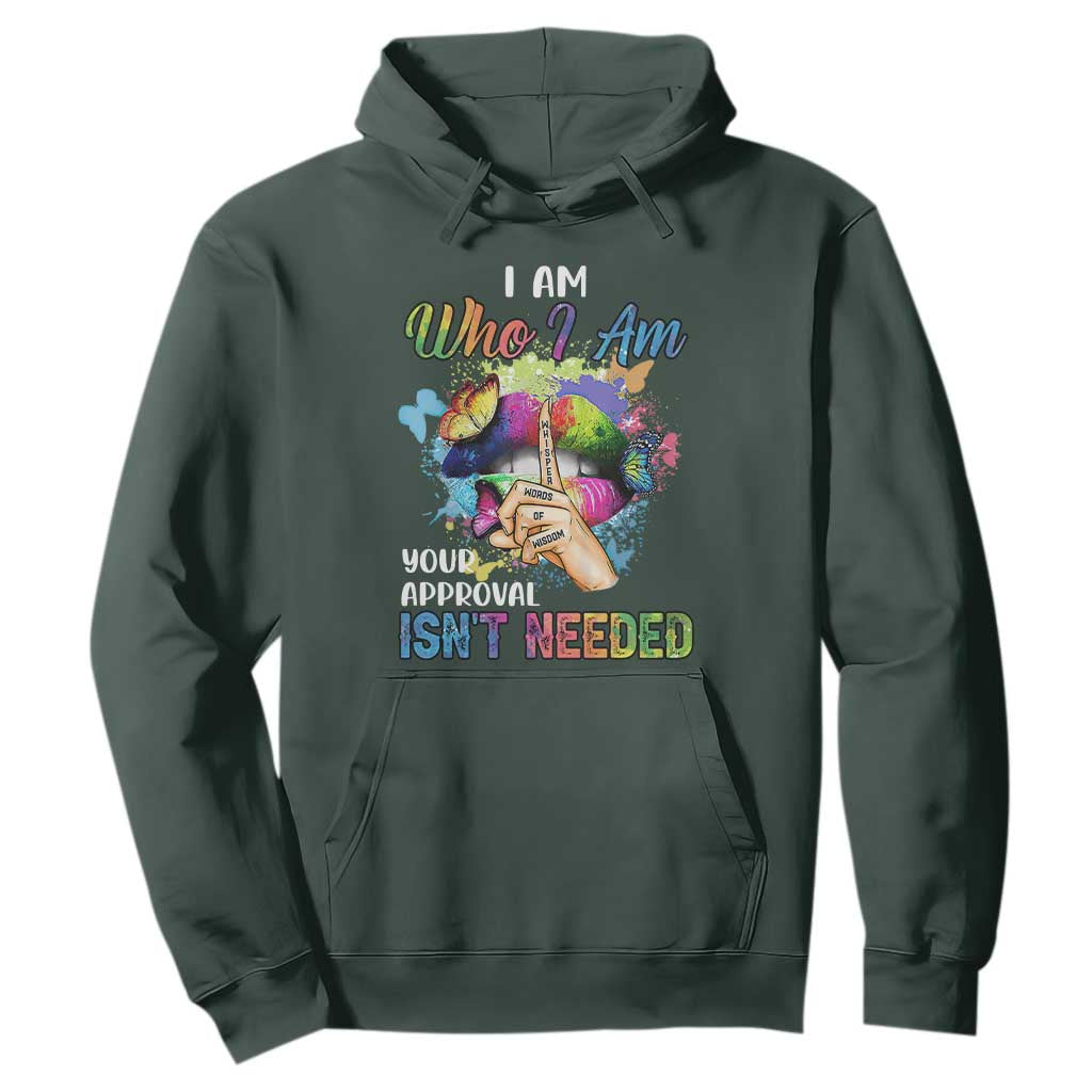 Black Queen Hoodie I Am Who I Am Your Approval Isn't Needed Colorful Butterflies