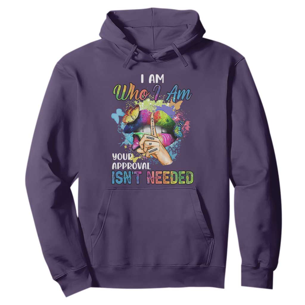 Black Queen Hoodie I Am Who I Am Your Approval Isn't Needed Colorful Butterflies