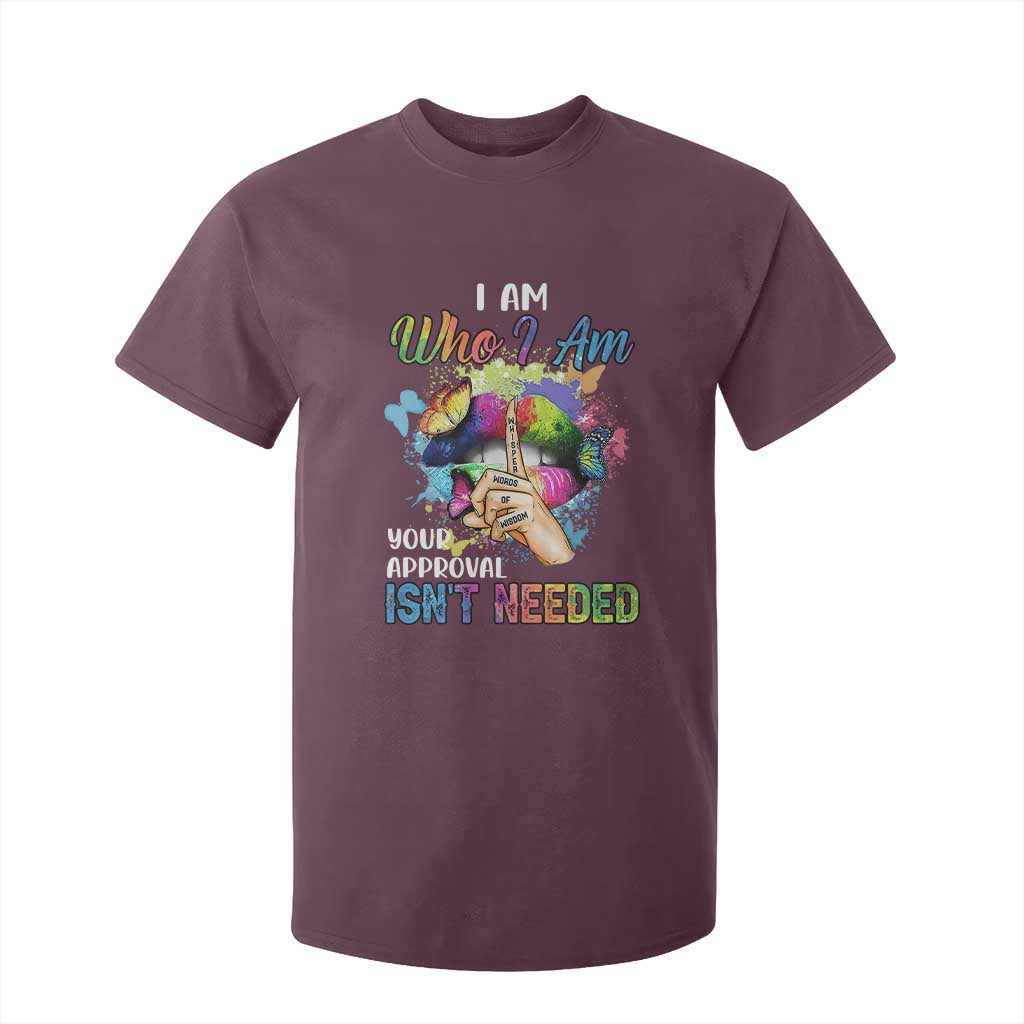Black Queen T Shirt For Kid I Am Who I Am Your Approval Isn't Needed Colorful Butterflies