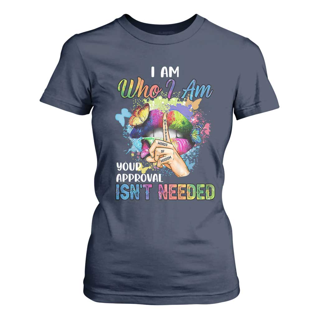 Black Queen T Shirt For Women I Am Who I Am Your Approval Isn't Needed Colorful Butterflies