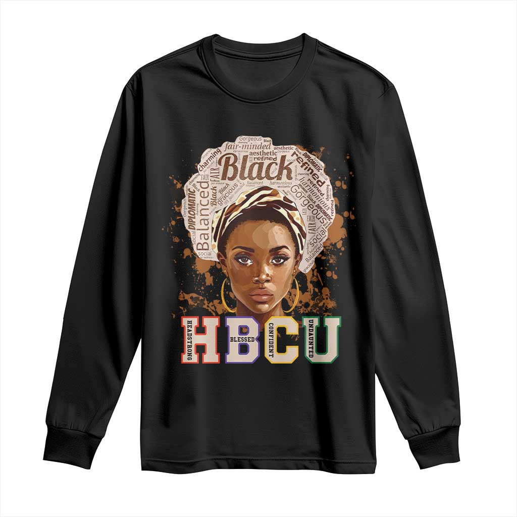 Black Educated HBCU Long Sleeve Shirt Headstrong Blessed Confident Undaunted
