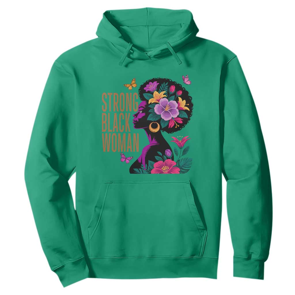 Strong Black Woman Floral Afro Hoodie Empowering Black Queen Pride Celebrating Melanin and Strength