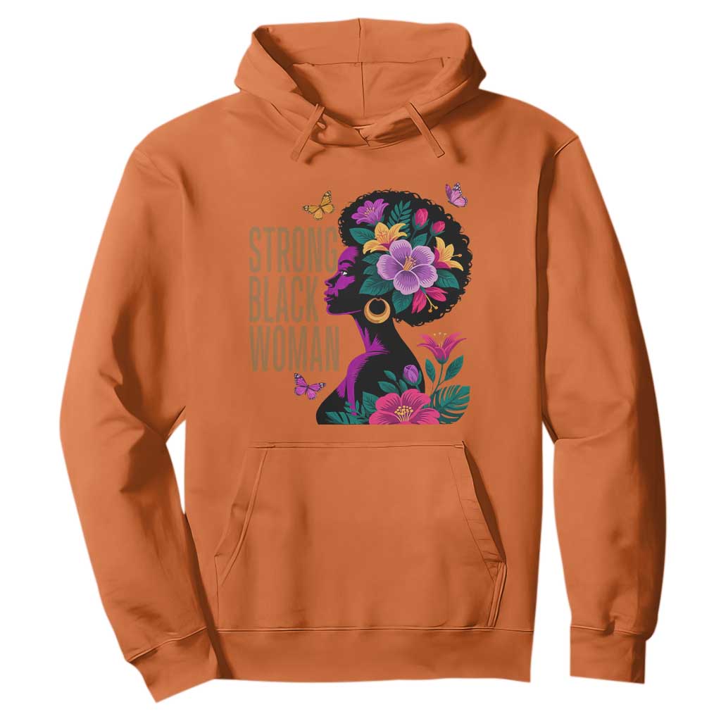 Strong Black Woman Floral Afro Hoodie Empowering Black Queen Pride Celebrating Melanin and Strength