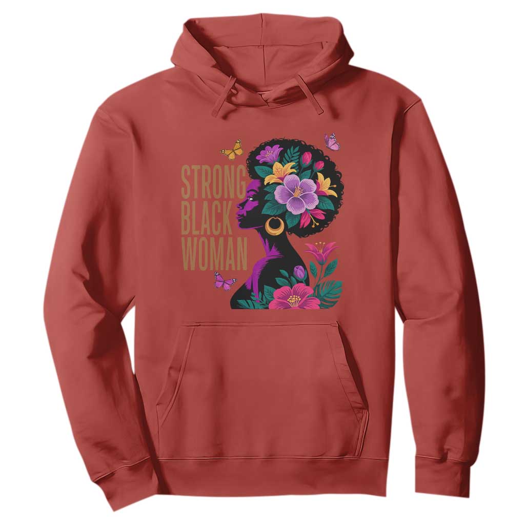 Strong Black Woman Floral Afro Hoodie Empowering Black Queen Pride Celebrating Melanin and Strength