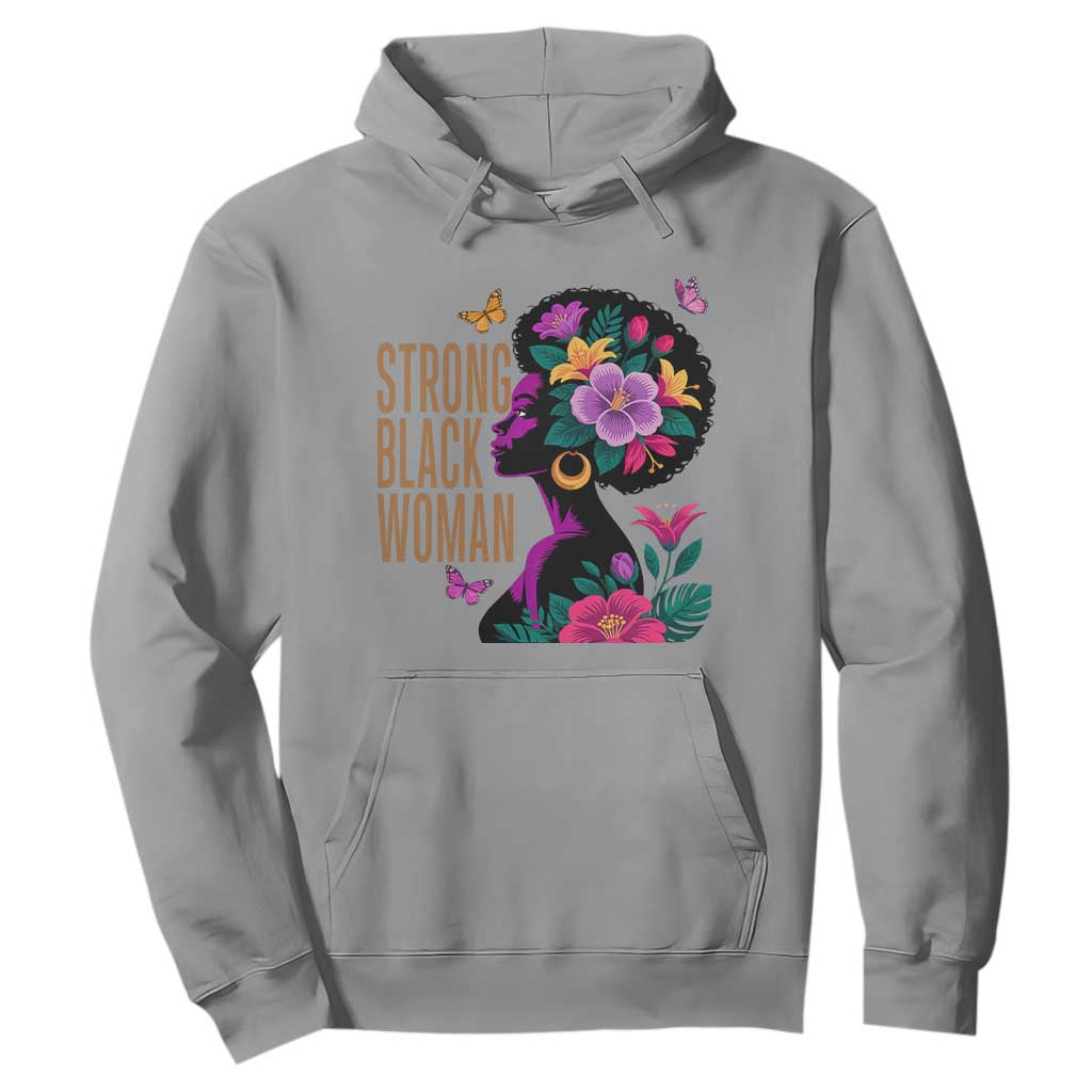 Strong Black Woman Floral Afro Hoodie Empowering Black Queen Pride Celebrating Melanin and Strength