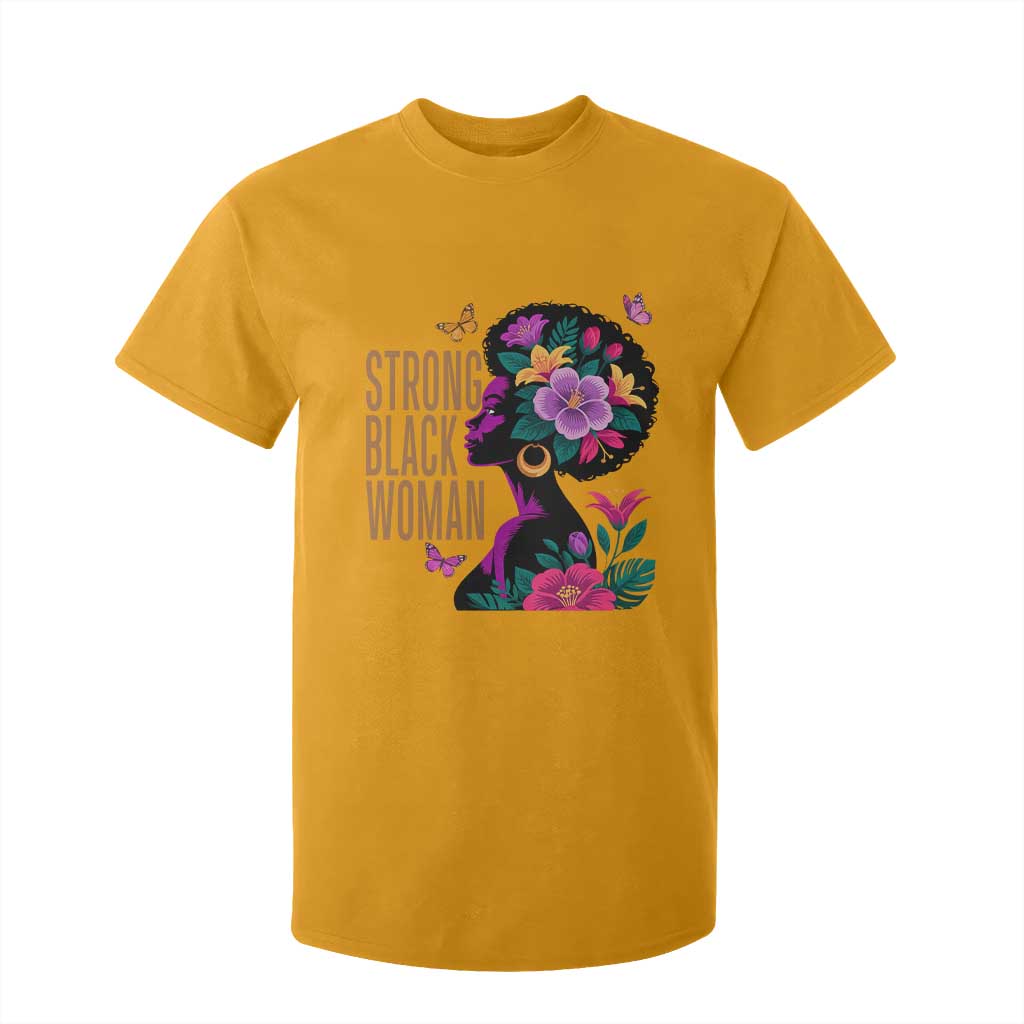Strong Black Woman Floral Afro T Shirt For Kid Empowering Black Queen Pride Celebrating Melanin and Strength