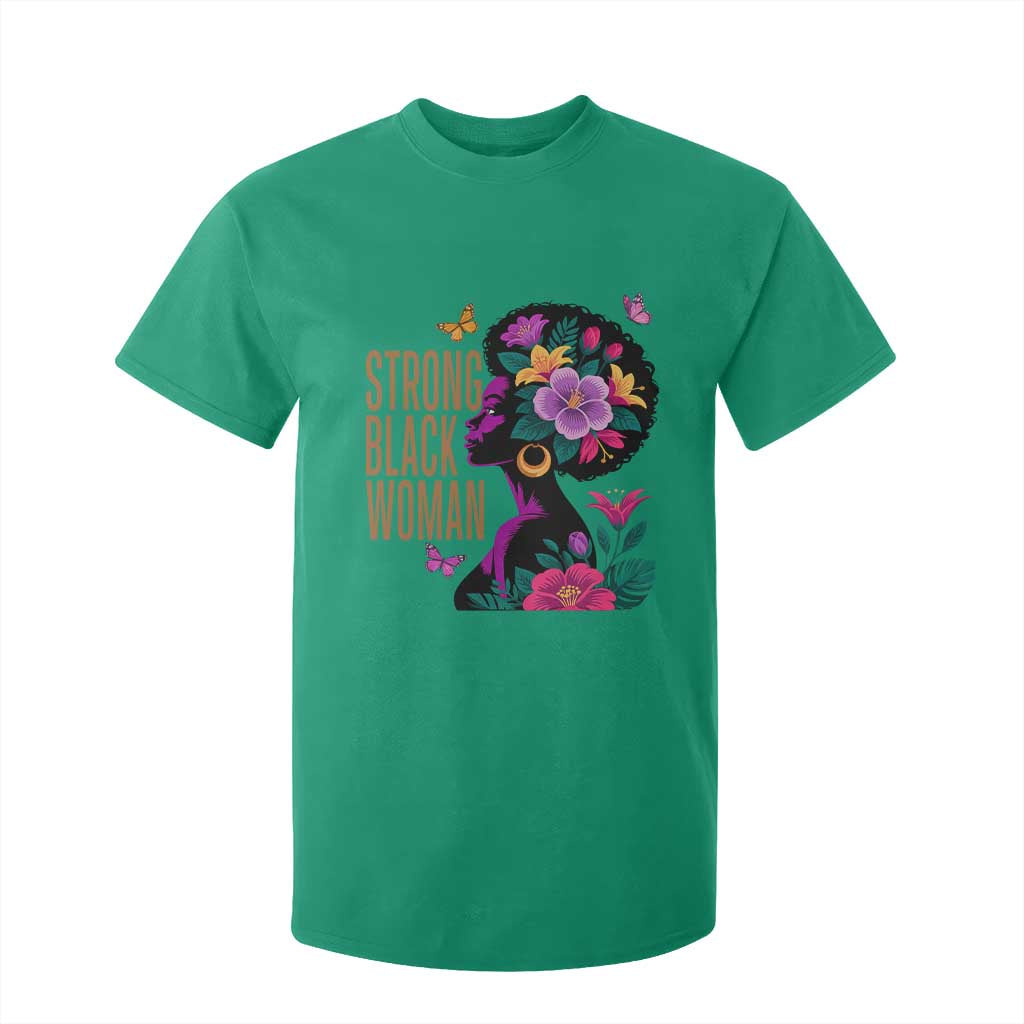 Strong Black Woman Floral Afro T Shirt For Kid Empowering Black Queen Pride Celebrating Melanin and Strength