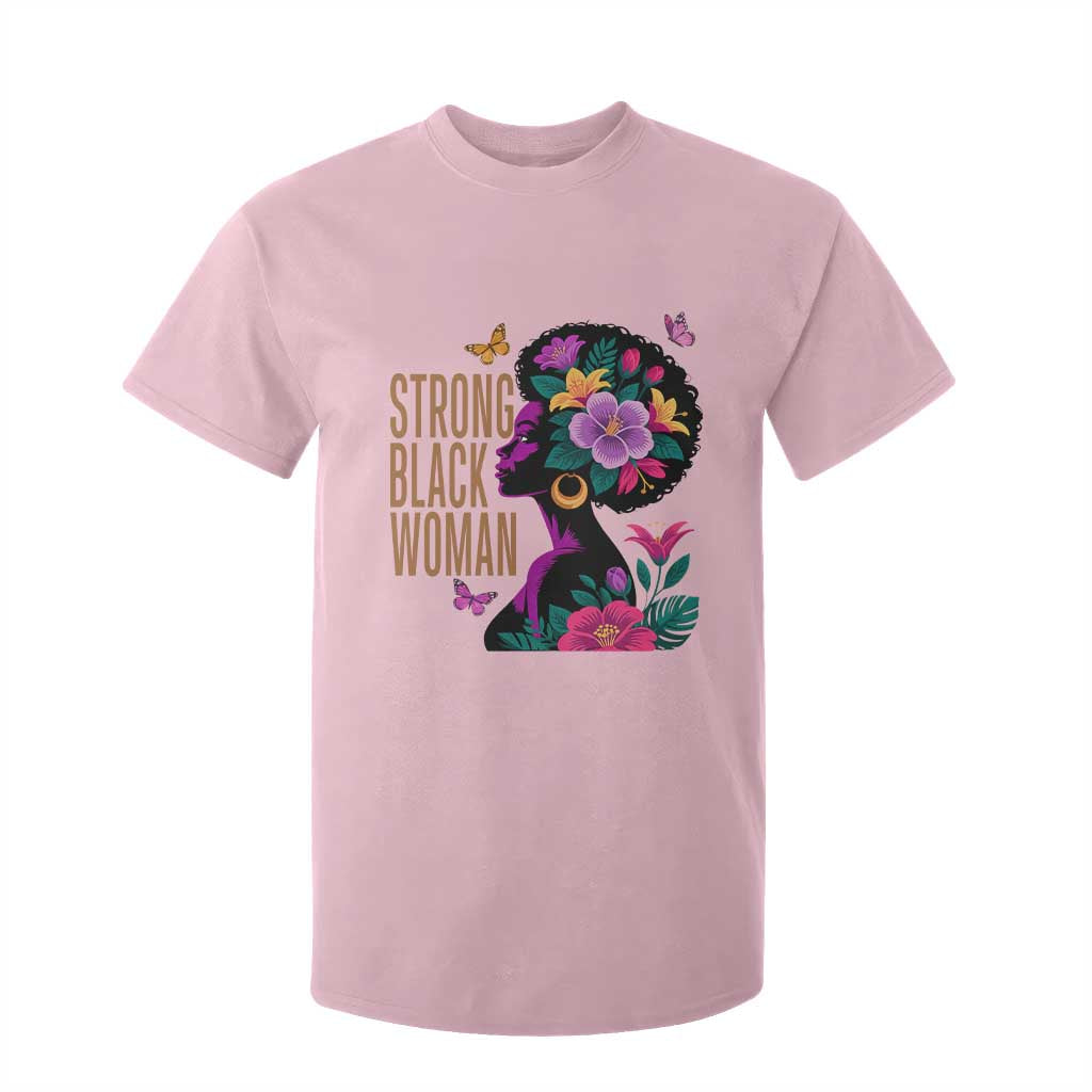 Strong Black Woman Floral Afro T Shirt For Kid Empowering Black Queen Pride Celebrating Melanin and Strength