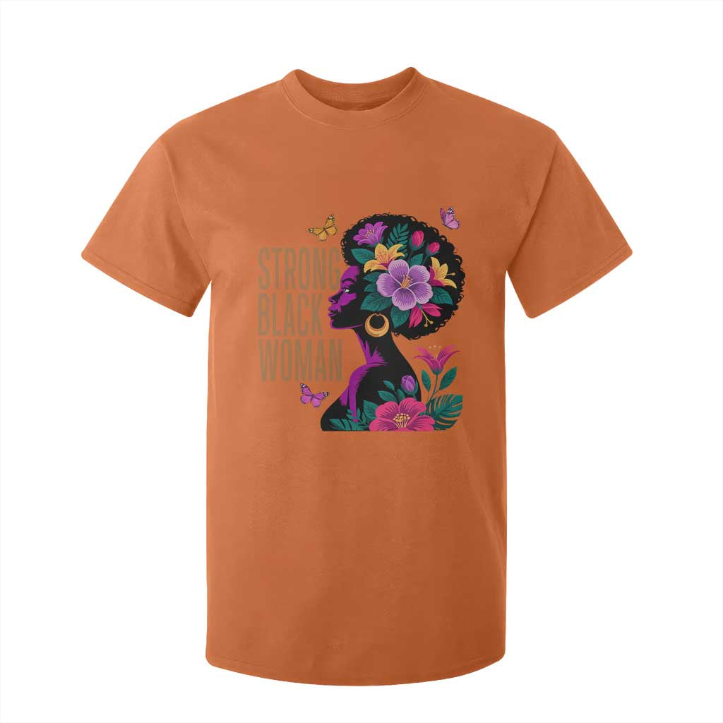 Strong Black Woman Floral Afro T Shirt For Kid Empowering Black Queen Pride Celebrating Melanin and Strength