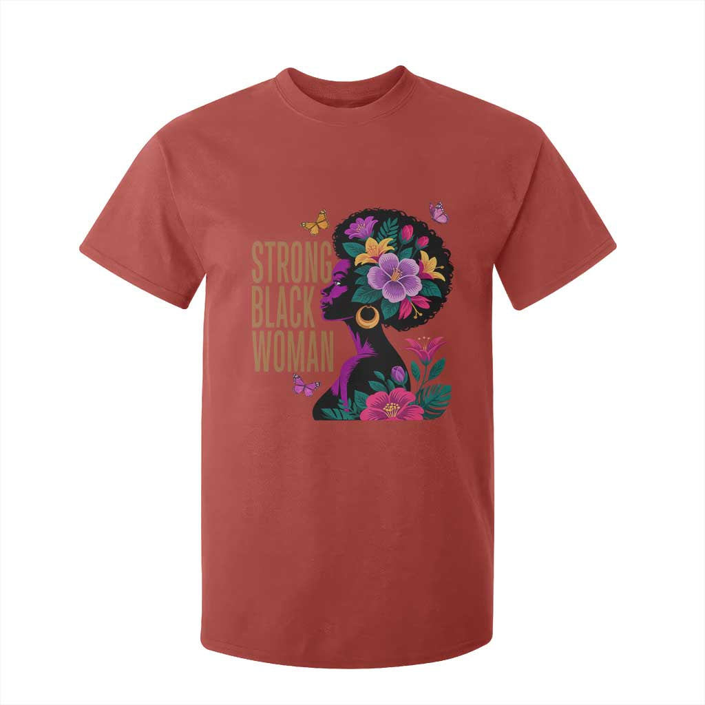 Strong Black Woman Floral Afro T Shirt For Kid Empowering Black Queen Pride Celebrating Melanin and Strength