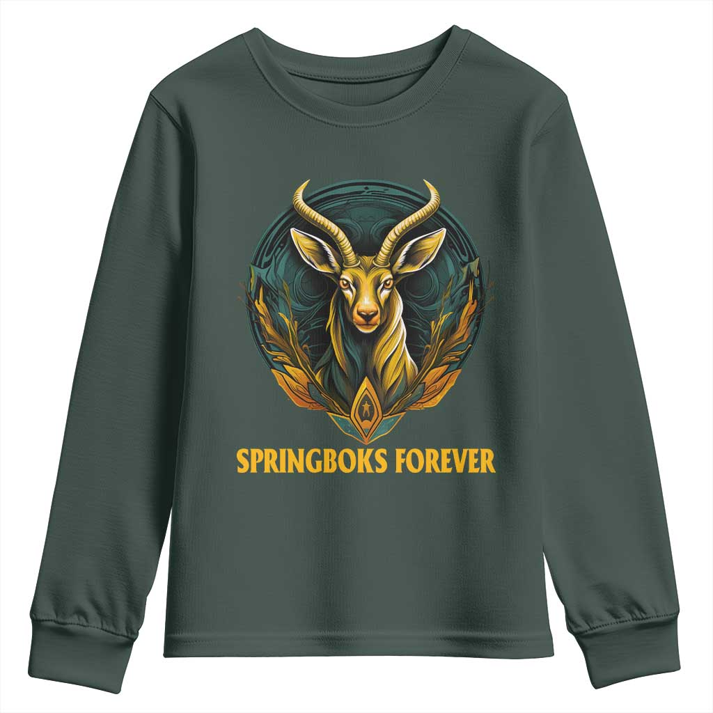 South Africa Rugby Springboks Youth Long Sleeve Shirt Forever Stronger Together Go Bokke