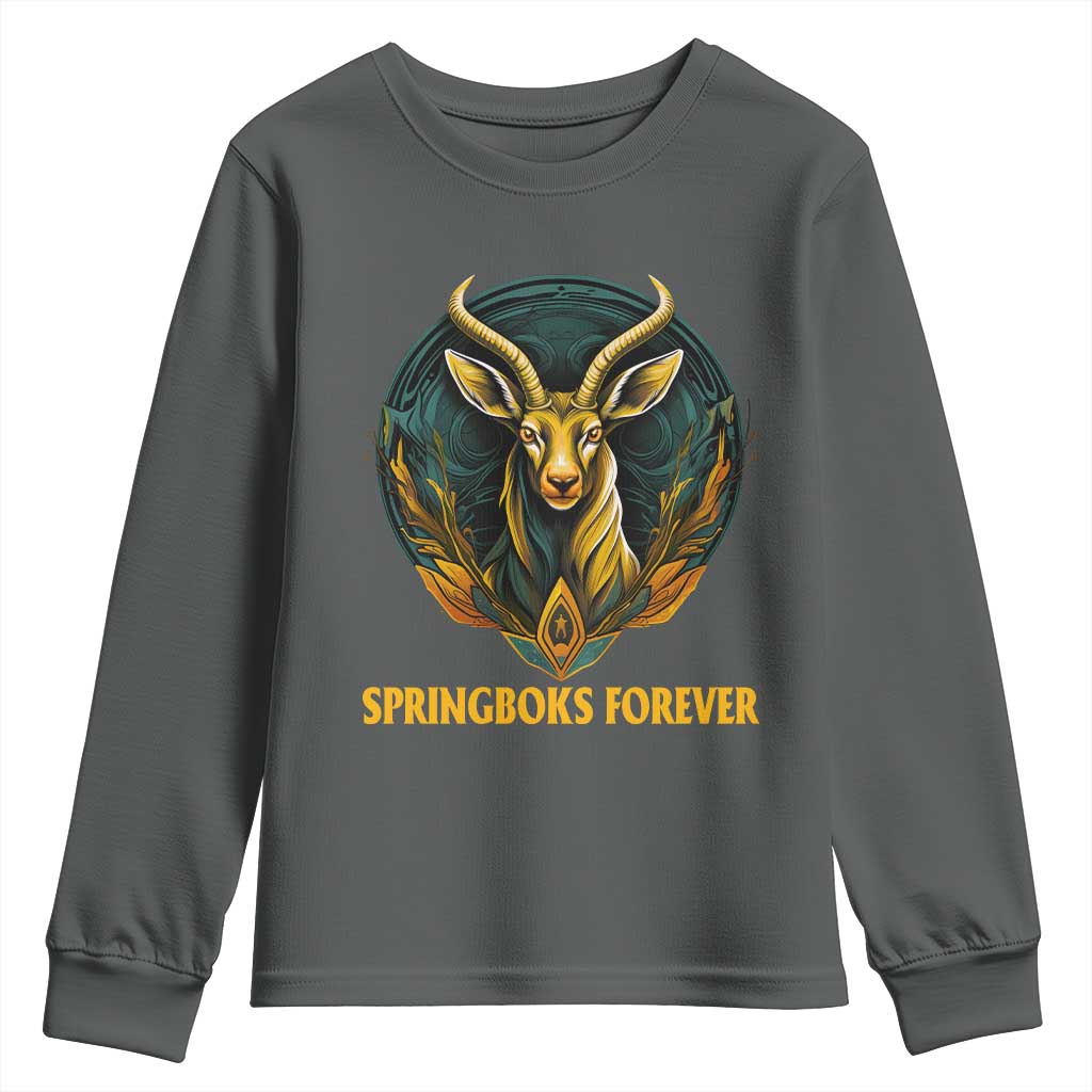 South Africa Rugby Springboks Youth Long Sleeve Shirt Forever Stronger Together Go Bokke